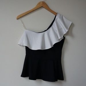 Peplum one-shoulder top